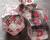 Translucent DND dice, Black and White particles, Polyhedral dice set for Dungeons and Dragons, RPG, Role Playing games Dice storage