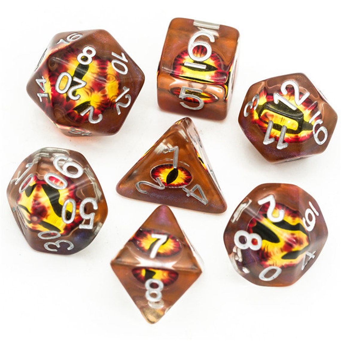 Fire Wyrm Red dragon eyes dice set DND Dice Eyeball Dice Etsy