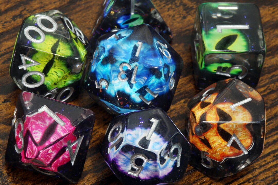 Feywild Wyrm Multicolor Dragon Eyes Dice Set Eyeball Dice ,dice Set