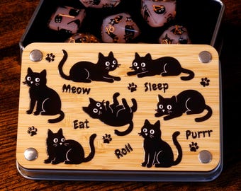 Meowgical Paws Cat dice set and box Game Kit – Pink Sharp-edged dice set, perfect for DnD and tabletop RPGs accessory