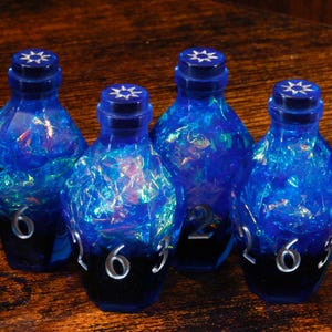 Stormborn Phial D6 Potion Dice - Blue Hue with Holographic Foil , Game Kit for Tabletop RPGs