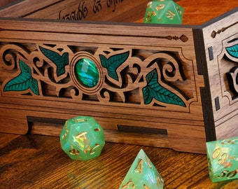 Elvish dice tray for tabletop role playing games, Dungeons and Dragons, Pathfinder. DND, D&D Dice tray by The Wizard's Vault, Made to order