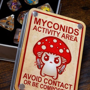 Mushroom dice set and box Game Kit – Multicolored mushroom dice with activity area vault, great for Pathfinder and role-playing adventures
