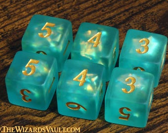 Mystic Soul D6 Dice – Purple holographic inclusions, frosted translucent holo glitter, Game Kit for DnD & Role-Playing Games
