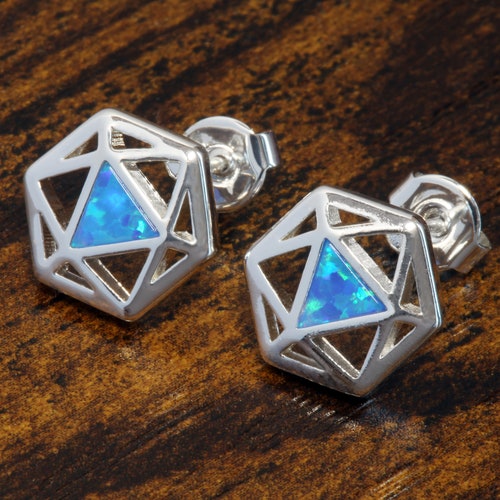 D20 Dice Stud Earrings Silver Dice Earrings Dungeons and Etsy