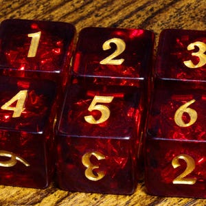 Cherry Opals D6 dice  - Dark Red with Holographic inclusions,