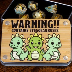 Stegosauruses dice box and dice set, 7 Polyhedral dice with Dinosaur inside, | Dice Box Set Game Kit