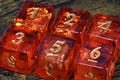 Fire Opals D6 Dice – Red with Holographic inclusions, Translucent holo glitter, Iridescent finish product logo