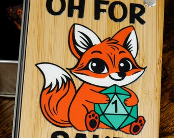 Oh for fox sake dice box and fox dice set, dice set with fox cub inside, dungeons and dragons,  set, Dice set for DnD