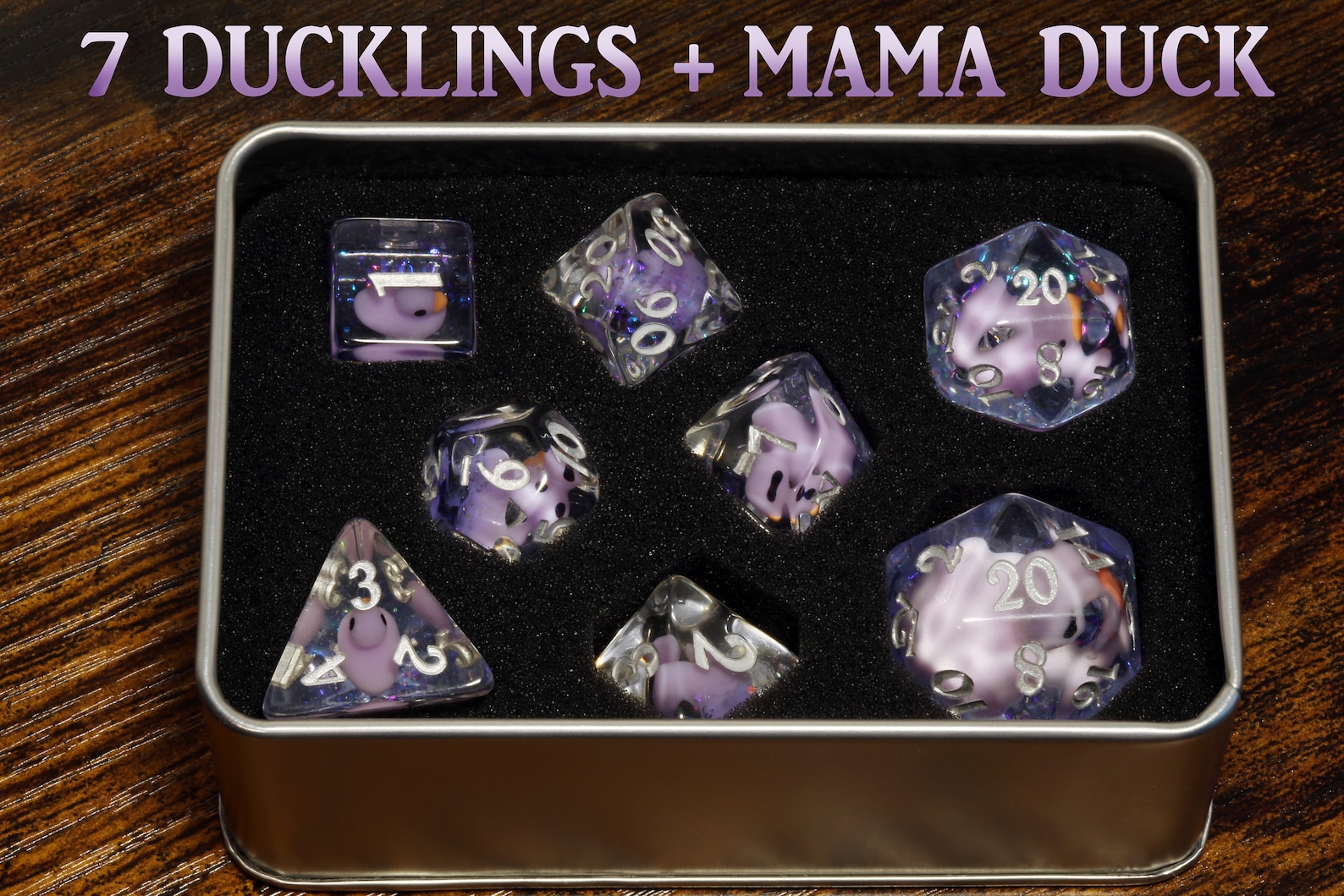 Purple Duck Dice Set and Large Mama Duck D20 Transparent With Etsy UK
