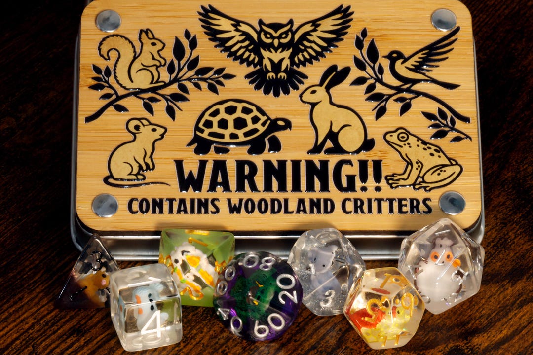 Woodland Critters Dice Set and Box Game Kit – Mixed Animals Polyhedral ...