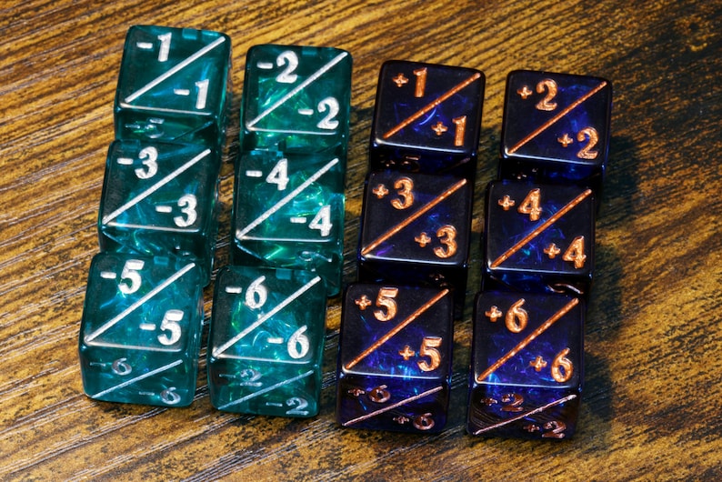 12 Dice Counter, -1/-1 Tokens, +1/+1 Tokens - Blue - Etsy