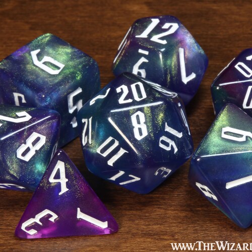 Blue and White Swirl D&D Dice Set for Dnd Dungeons and Dragons Etsy