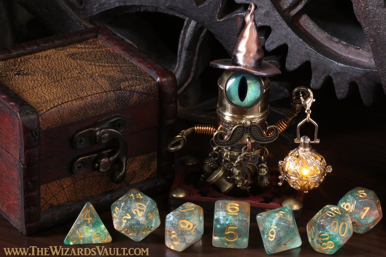 Clockwork Wizard assistant sculpture with aqua blue Etsy