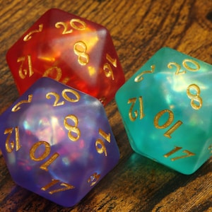 Mystical Opal Large D20 Dice-collectie - Extra Large D20 - Extra grote matte dobbelstenen voor DnD, - TTRPG-gamekit
