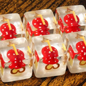 Red Mushrooms D6 Dice – Pathfinder and TTRPG role-playing dice, Game Kit for DnD & Role-Playing Games