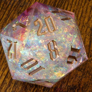 Sacred Opal Chonk D20 – Extra Large Sharp-Edged Resin Dice for Tabletop RPGs and DnD