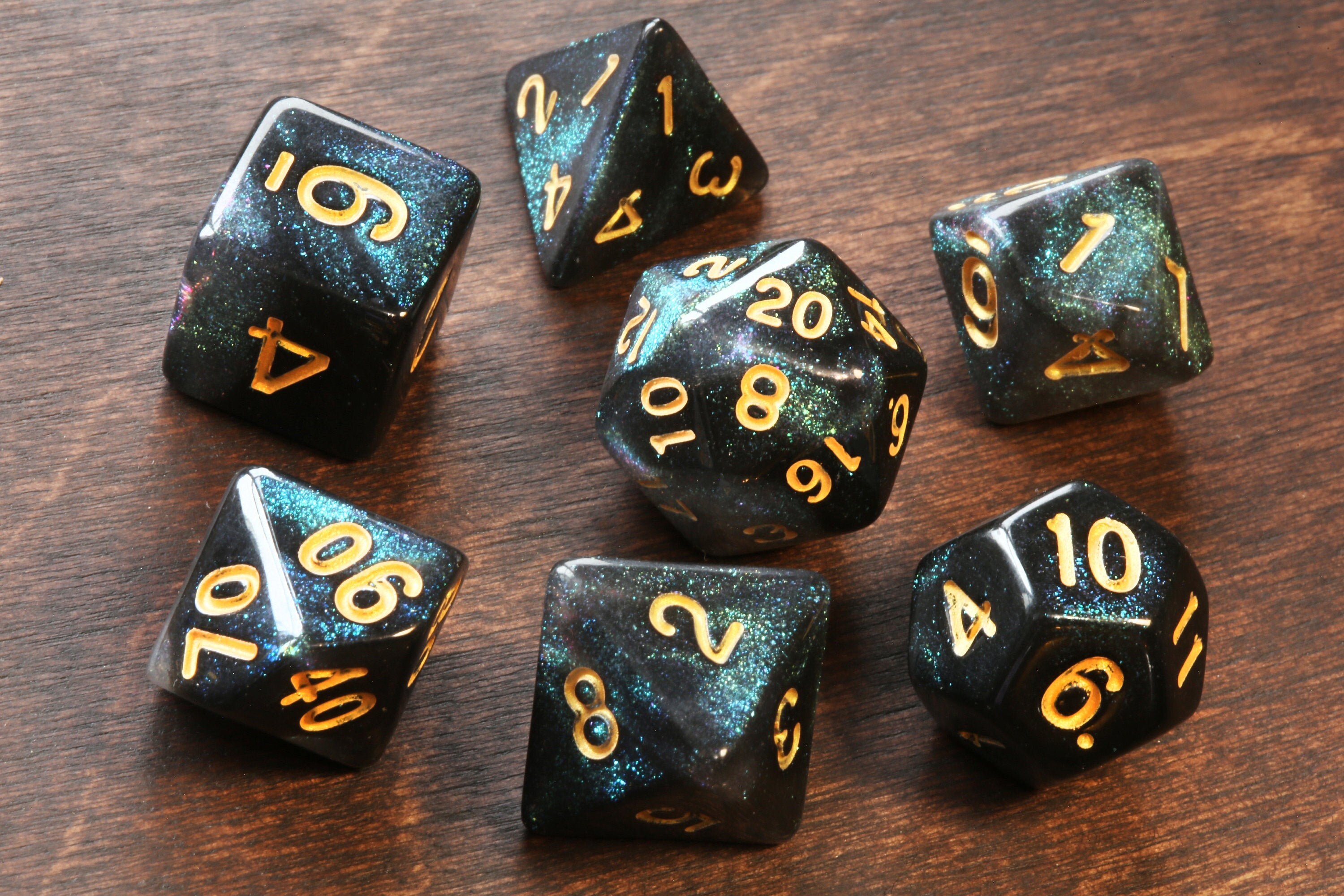 Cosmic Emerald DND Dice, Opaque with green glitters, Polyhedral dice …