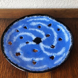 Blue Whimsical Glass Platter