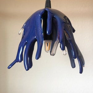 Free Form Blue Fused Glass Pendant Light with Plug
