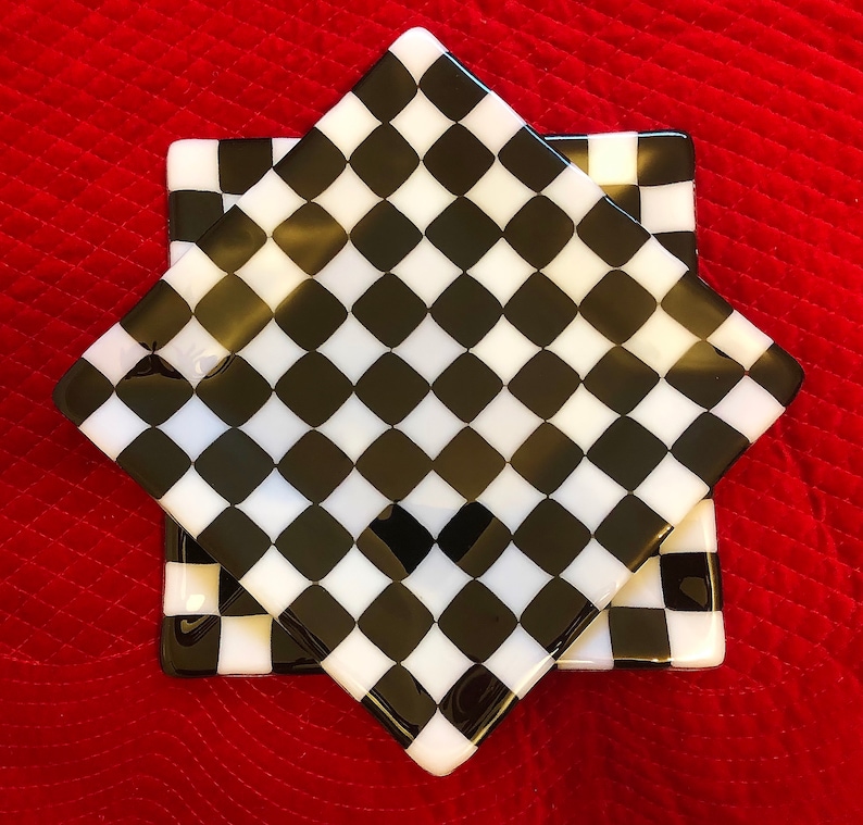 Checkered Fused Glass Decorative cheapest Platter