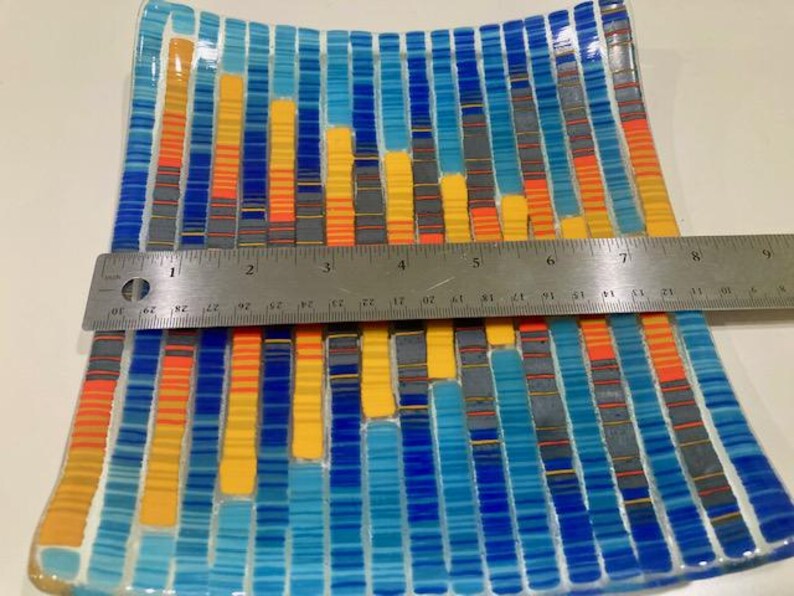 Teal and Orange Glass Stringer Plate - Etsy
