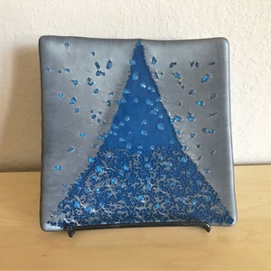 Blue and Steel Decorative Glass Plate