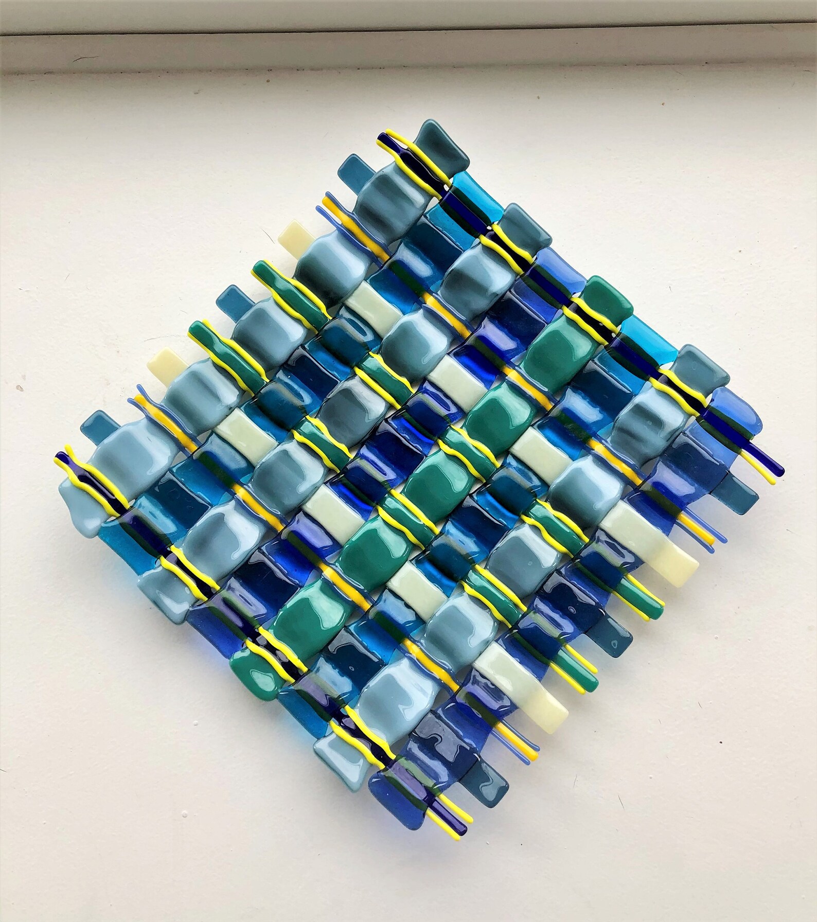 Blue Multi Fused Glass Weave Etsy