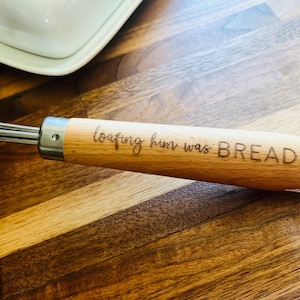 Sourdough Starter Engraved Whisk| Danish Dough Whisk Blender | sourdough podcast bread puns new heights | Personalized Sourdough Gift Idea