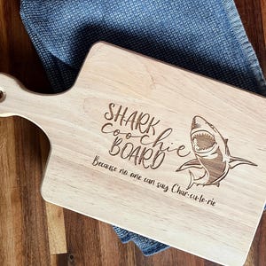 Shark Coochie Funny Charcuterie Meat and Cheese Entertaining Dining Wood Board
