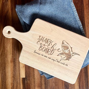 Shark Coochie Funny Charcuterie Meat and Cheese Entertaining Dining Wood Board