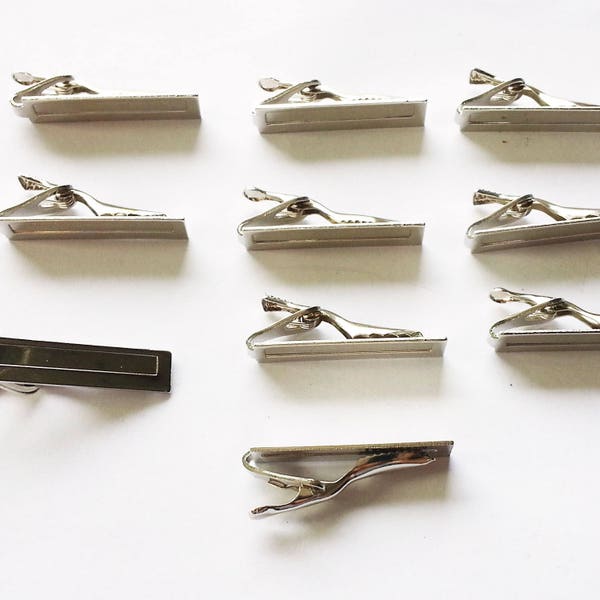 10 lot DIY Tie Bar Tie Clips Glue On metal findings