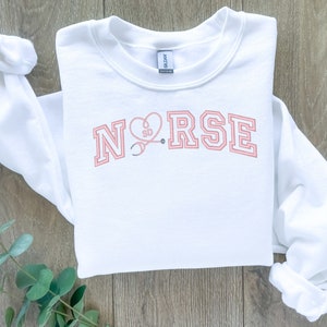Embroidered Nurse Sweatshirt & Stethoscope - Embroidered Nurse Gift - Gift for Nurse - Nurse Appreciation - Registered Nurse - RN Sweatshirt