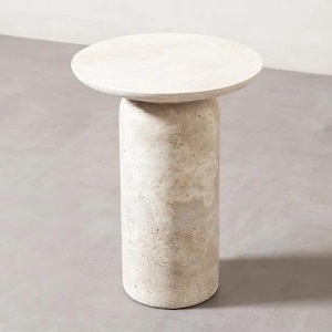 Marble Side Table, Travertine Side Table, Home gift, Beige Travertine Side Table, Marble Coffee Table, Marble Side Table, Marble End Table