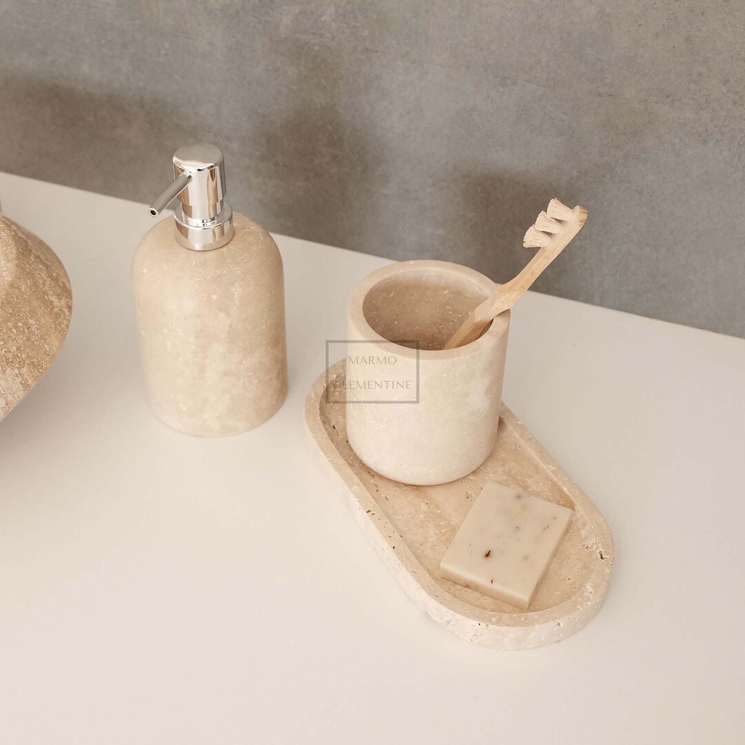 Natural Marble Bathroom Set, Marble Home Accessories, Marble Soap ...