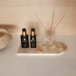 Bandeja de mármol de diseño, bandeja de mármol genuino, bandeja para baño/cocina/tocador/perfume, día de la madre, regalo para el hogar, bandeja decorativa de travertino