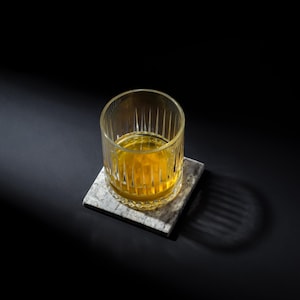 Silver Travertine Marble Coaster Set of 6 Pieces, Natural Stone Drink Coasters, Elegant Kitchen & Home Gift, Perfect for Mother&#39;s Day