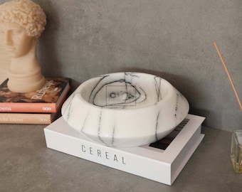 Marble Bowl 9&quot; (23 cm), White Marble Bowl, Bianco Carrara, Decorative Marble Bowl