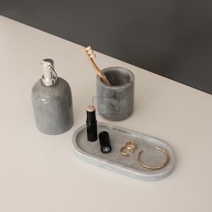 Natural Marble Bathroom Set, Marble Home Accessories, Marble Soap Dispenser, Soap Dish, Tray, Toothbrush Holder, Marble Bathroom Set