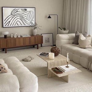 Beige Travertine Coffee Table, Side Table, Marble Coffee Table, Travertine End Table, Home Gift