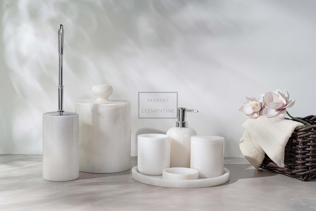 Natural Marble Bathroom Set,7 Pieces, White Marble Bathroom Set,marble ...