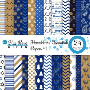 Papier numérique de Hanoucca, papiers de scrapbooking de Hanoucca, fond de menorah - Hanoucca 1