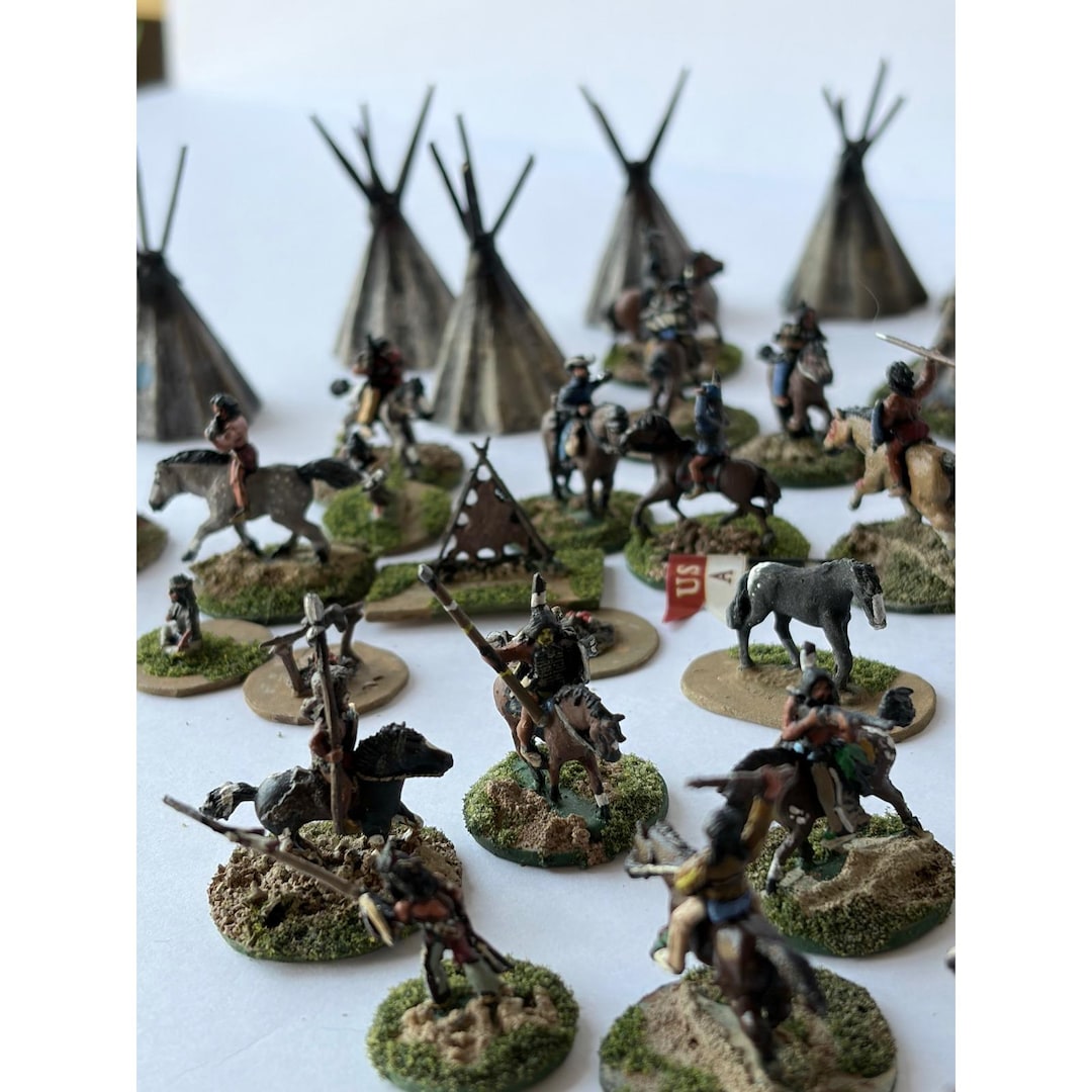 Wild West Rol 96 Hand Painted Wild West Miniature Wargaming Set Native American US ...