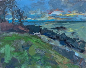 8" x 10", Acrylic Painting, Deception Pass Shoreline. Or, message me your favorite photo and I'll paint it for you, same style and price!