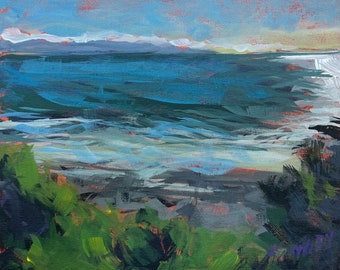 8" x 10", Acrylic Painting, Deception Pass Shoreline. Or, message me your favorite photo and I'll paint it for you, same style and price!
