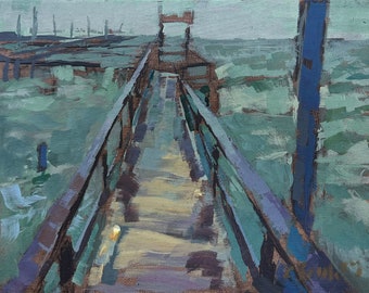 8" x 10", Acrylic Painting, Dock in Rockport Texas. Or, message me your favorite photo and I'll paint it for you, same style and price!