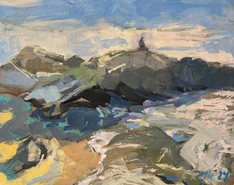 8" x 10", Acrylic Painting, Rocky Shores of Whidbey. Or, message me your favorite photo and I'll paint it for you, same style and price!