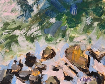 8" x 10", Acrylic Painting, West Seattle Rocky Shores. Or, message me your favorite photo and I'll paint it for you, same style and price!