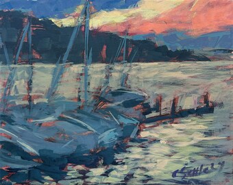 8" x 10", Acrylic Painting, Lake Union Light, Seattle. Or, message me your favorite photo and I'll paint it for you, same style and price!