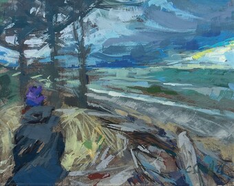 8" x 10", Acrylic Painting, Incoming Storm, Whidbey. Or, message me your favorite photo and I'll paint it for you, same style and price!